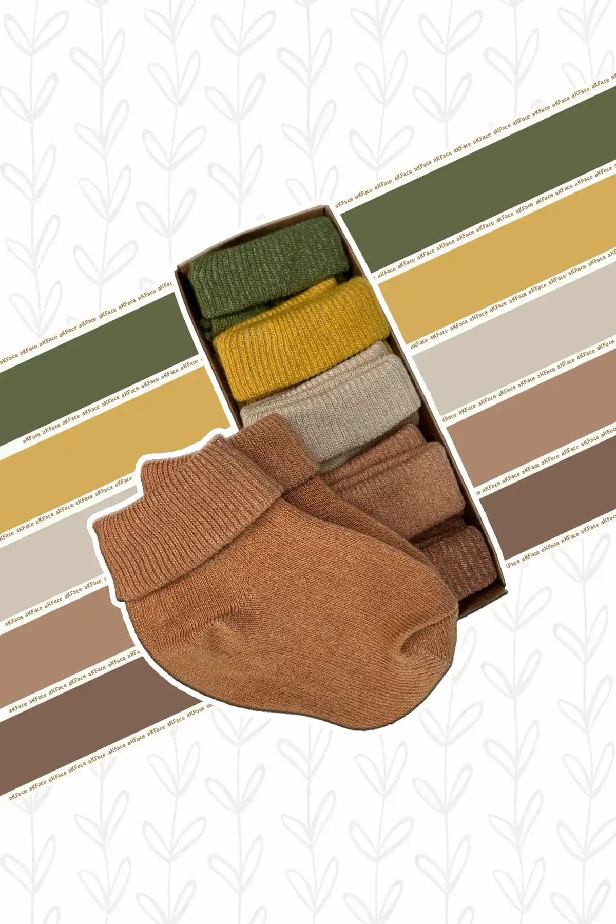 Akface Organik Pamuk Bebek Çorabı 5'li Set: Sağlıklı, Şık ve Çok Sezon Kullanımına Uygun