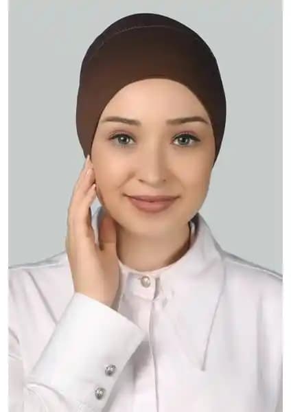 Altobeh Hazır Pratik Geçmeli Uzun Boru Tesettür Bonesi Çikolata Renkli Günlük Kullanım
