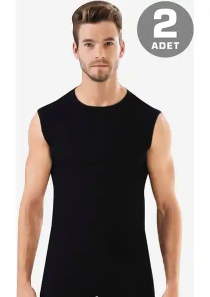 Arma Yılz Erkek Pamuklu Siyah Sıfır Kol Tişört Slim Fit ve Günlük Kullanım İçin Uygun