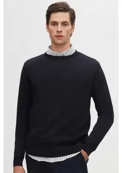 D'S Damat Regular Fit Lacivert Pamuk Karışımlı Triko Kazak Şıklık ve Konfor Sunar