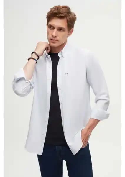 D'S Damat Slim Fit Açık Mavi Oxford Erkek Gömlek Modern ve Şık Tasarım