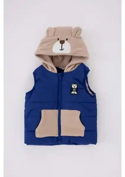DeFacto Erkek Bebek Polar Astarlı Kapüşonlu Şişme Yelek Kış Ayları İçin Güvenli ve Şık Bir Seçenek