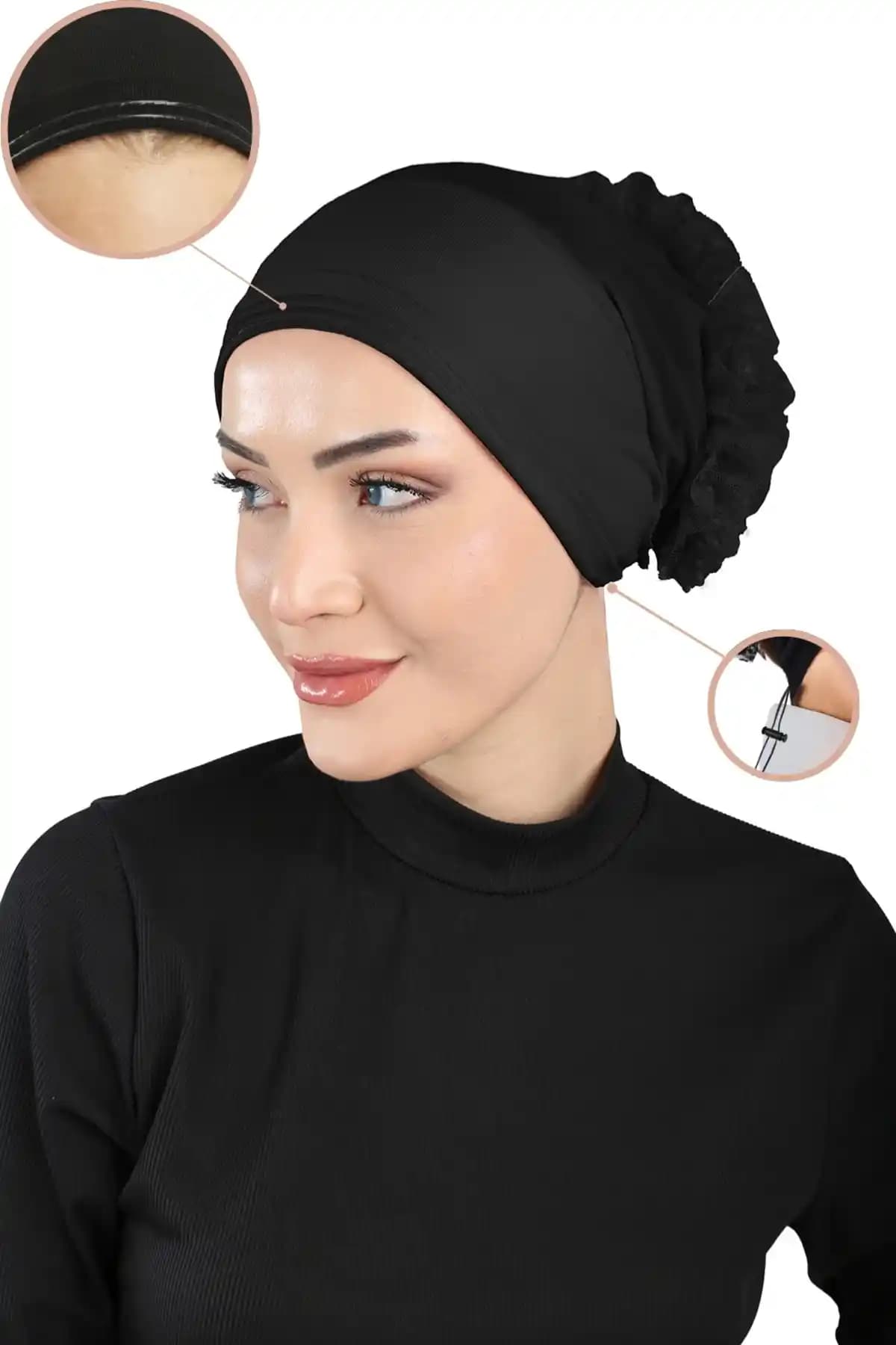 Ecardin Siyah Ayarlanabilir Topuzlu Bone: Konfor ve Şıklık Sunan Pratik Saç Aksesuarı