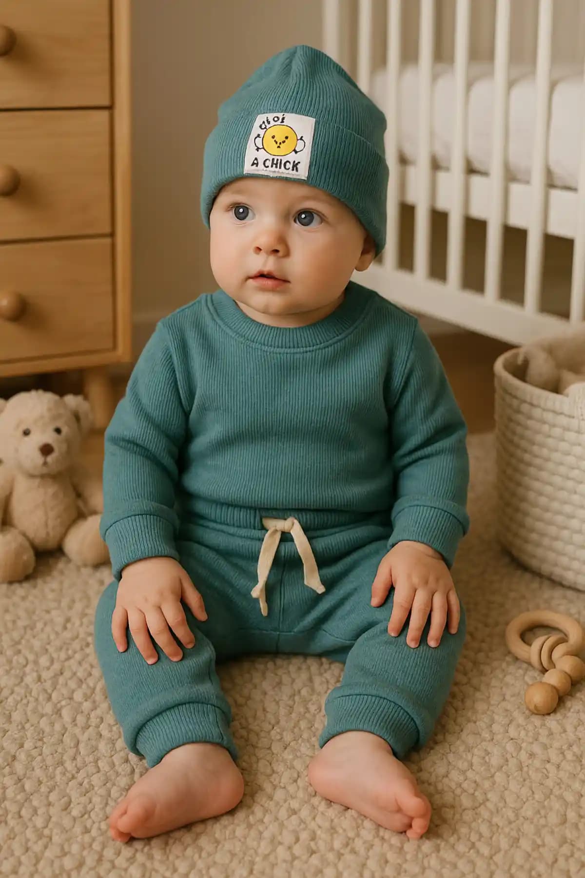 EFU BABY 3'lü Kaşkorse Bebek Takımı: Yumuşak ve Sıcak Tutan Unisex Bebek Giyim Seti