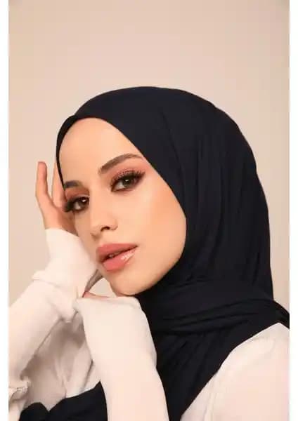 ELF PRIVE Premium Düz Pamuk Penye Şal Lacivert Şıklık ve Konfor Sunan Kadın Aksesuarı