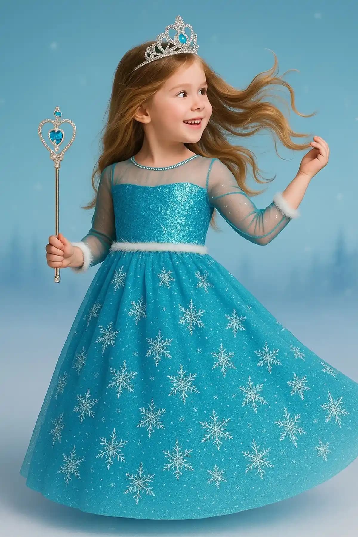 Elsa Temalı Kız Çocuk Kostüm Seti: Renkli ve Eğlenceli Parti Giyim Seçeneği