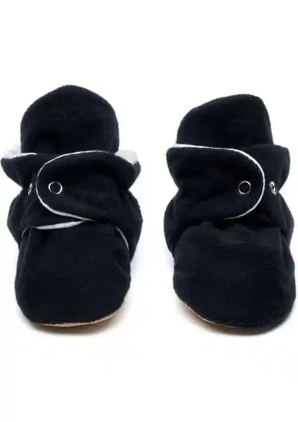 First Step Kaydırmaz Tabanlı Pamuk Astarlı Siyah Panduf Bebekler İçin Güvenli ve Konforlu Ayakkabı