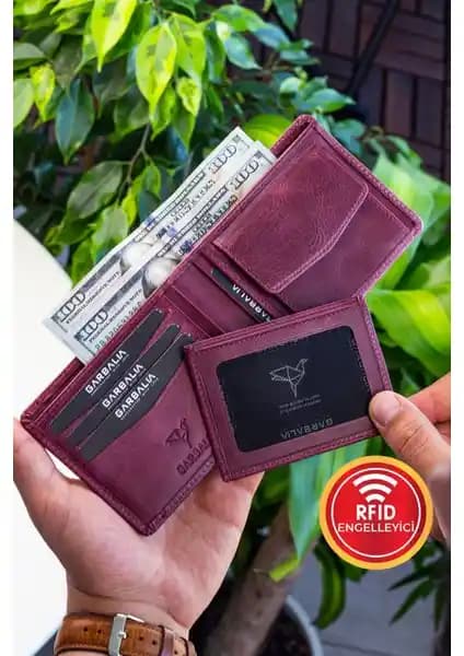 Garbalia Kanguru Deri RFID Engelleyici Crazy Cüzdan Kartlık Günlük Kullanım İçin Uygun