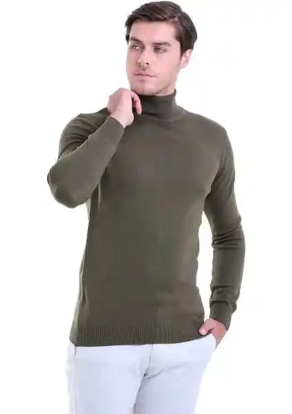 Hatemoğlu Erkek Çağla Renkli Balıkçı Yaka Triko Kazak Günlük ve Şık Kullanım İçin