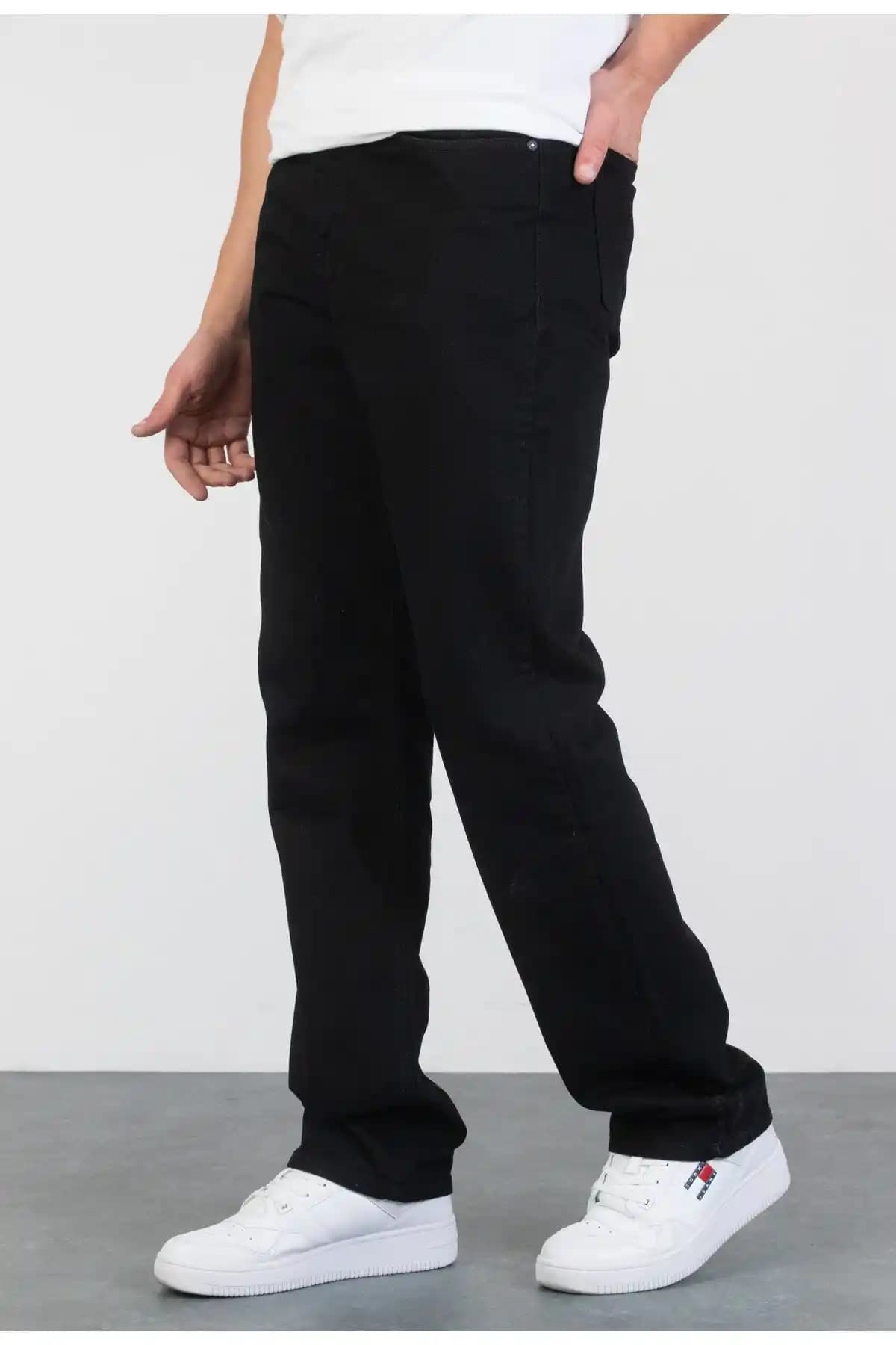 HLT JEANS Erkek Siyah Baggy Fit Denim Pantolon Modern ve Rahat Tasarım