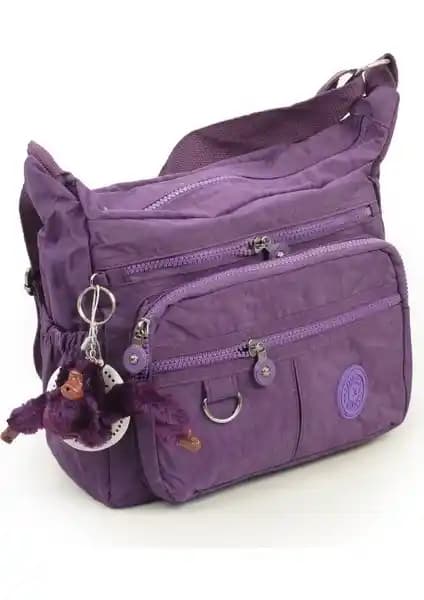 İmaks Mor Su Geçirmez Klinkır Kumaş Çok Gözlü Postacı Çantası Günlük Kullanım İçin