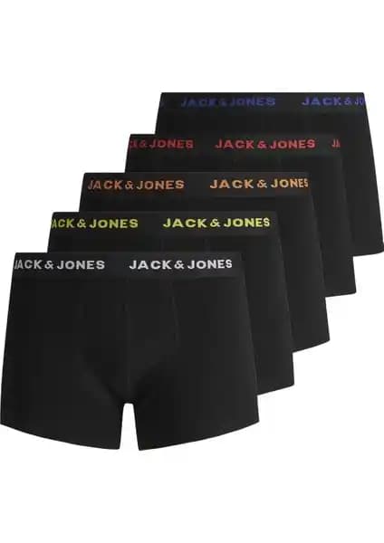 Jack & Jones 5'li Düz Renk Logolu Boxer Seti: Kaliteli ve Şık Erkek İç Giyim Seçeneği