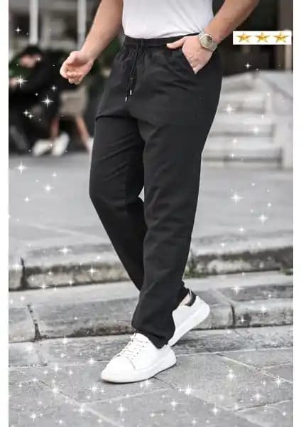 Modern Haki Renk Erkek Yazlık Keten Pantolon Dar Paça Slim Fit Tasarım