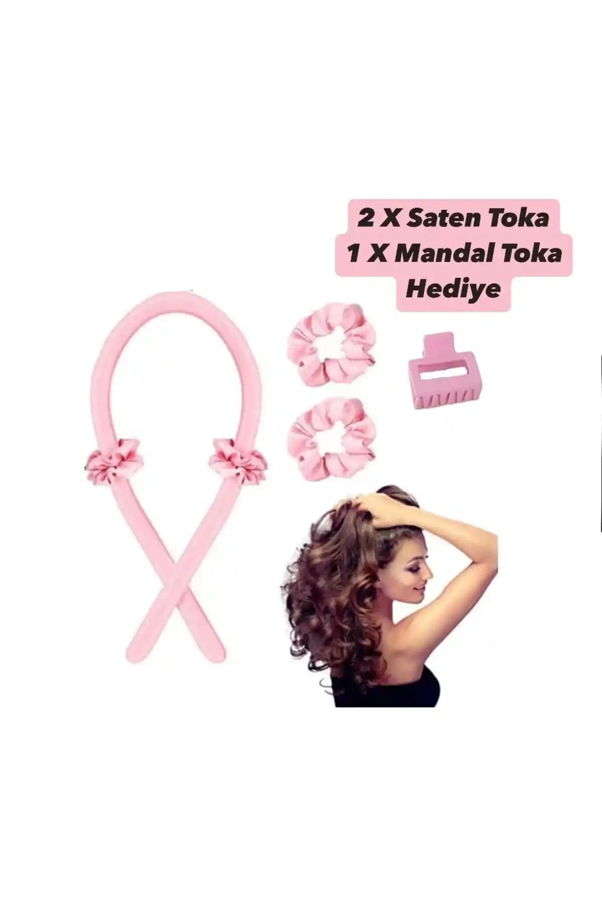 Monalisatoka Isısız Saç Şekillendirme Seti Pembe Saten ile Doğal ve Şık Görünüm