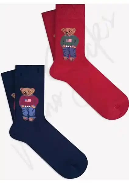 Mono Socks Teddy Bear Desenli Pamuklu Çoraplar ile Günlük Konfor ve Şıklık Sağlayın