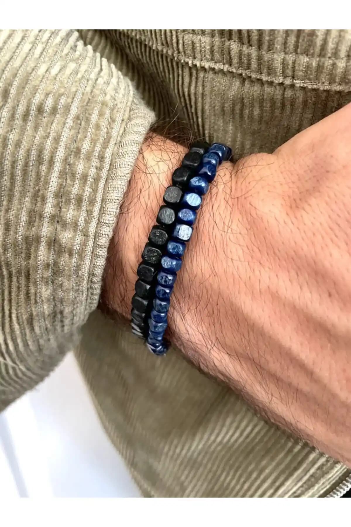 Padore İkili Ahşap Bileklik Siyah ve Okyanus Mavisi Şık Takı Seçenekleri