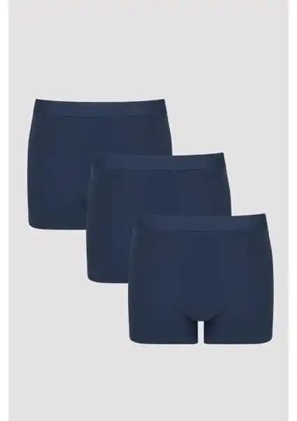 Penti Erkek Pamuklu Basic Mavi 3'lü Boxer Külot Günlük Kullanım ve Konfor İçin Uygun