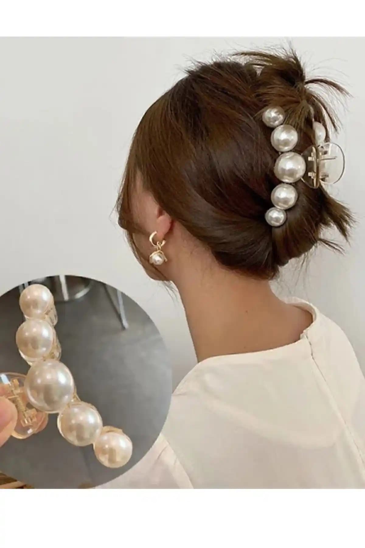 PETEK AKSESUAR Büyük Incili Mandal Toka: Şıklık ve İşlevselliğin Birleşimi