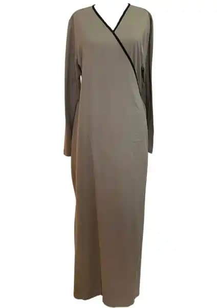 Plistre 1998 Yandan Bağlamalı Kruvaze Biye Kuşaklı Pamuk Namaz Elbisesi Detayları