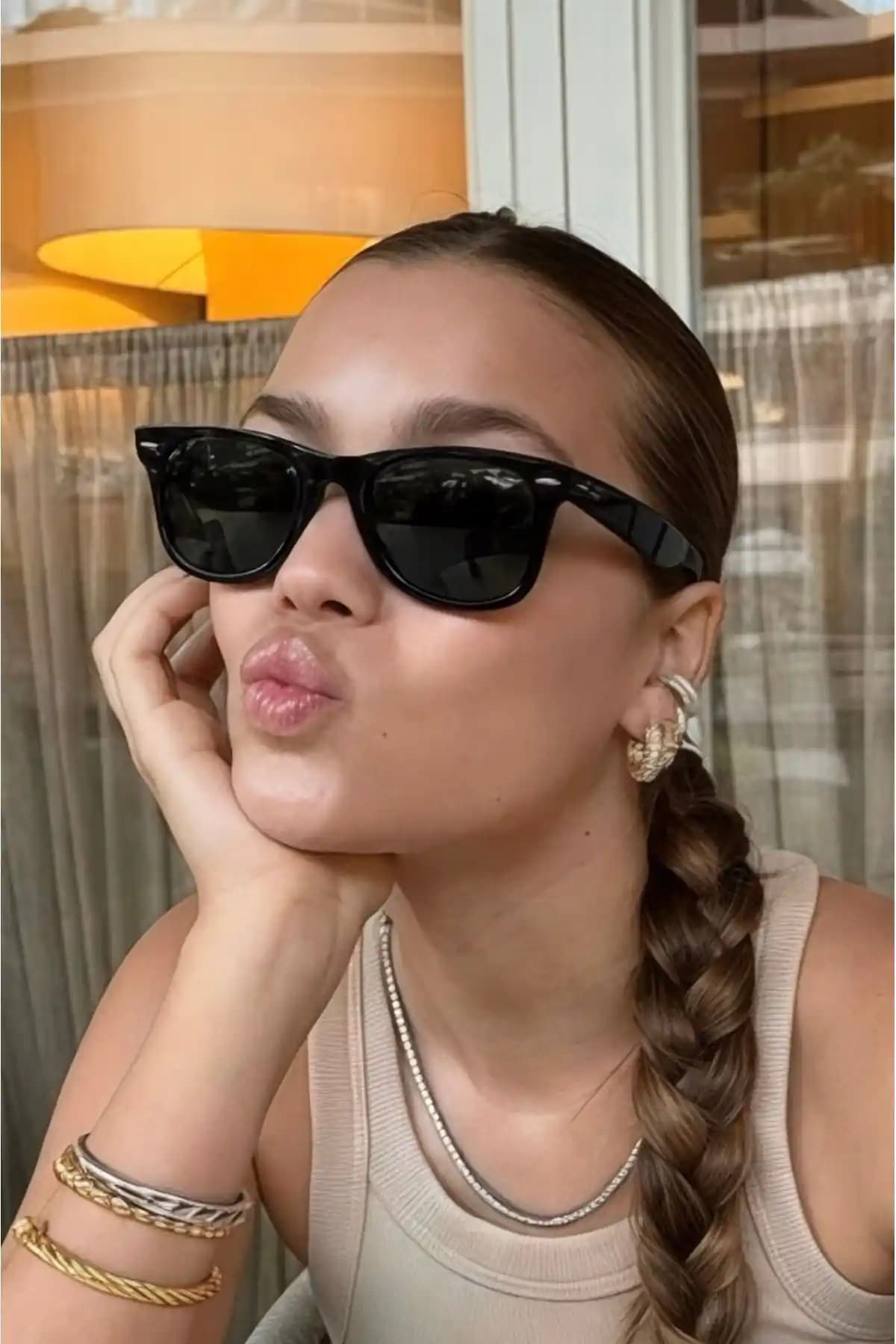 REN Accessories Unisex Çapraz Kesim Güneş Gözlüğü Modern Tasarım ve UV400 Koruma Özelliği