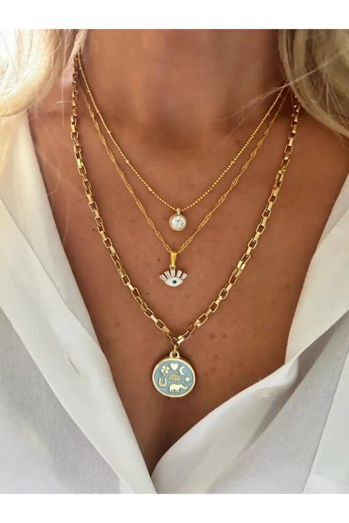 Rossetto Atelier Altın Kaplama Nazar Göz Tek Taş Detaylı 3 Parça Kolye Seti İnceleme ve Kullanım Rehberi