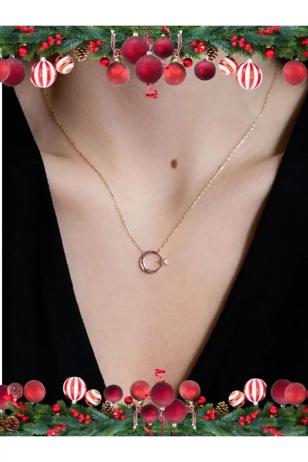 Sunshine 925 Ayar Rose Kaplamalı Minimal Ay Yılz Güçmş Kolye Tanıtımı