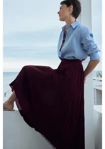 Suud Collection Bordo Donette Piliseli Etek İncelemesi ve Kullanıcı Yorumları