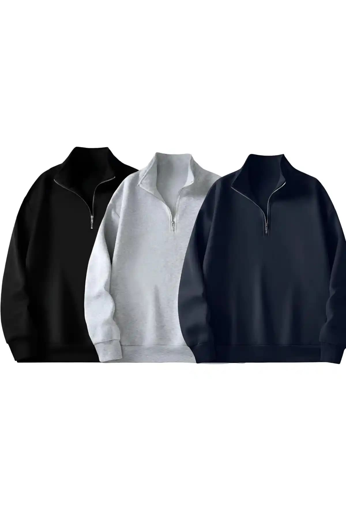 Trendgar 3'lü Dik Yaka Fermuarlı Oversize Unisex Sweatshirt İnceleme ve Detaylar