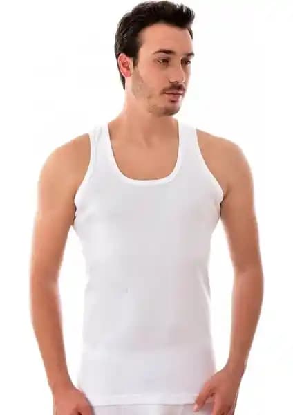 Tutku 6'lı Paket Erkek Ribana Atlet Beyaz - Yumuşak ve Dayanıklı Pamuk Atletler