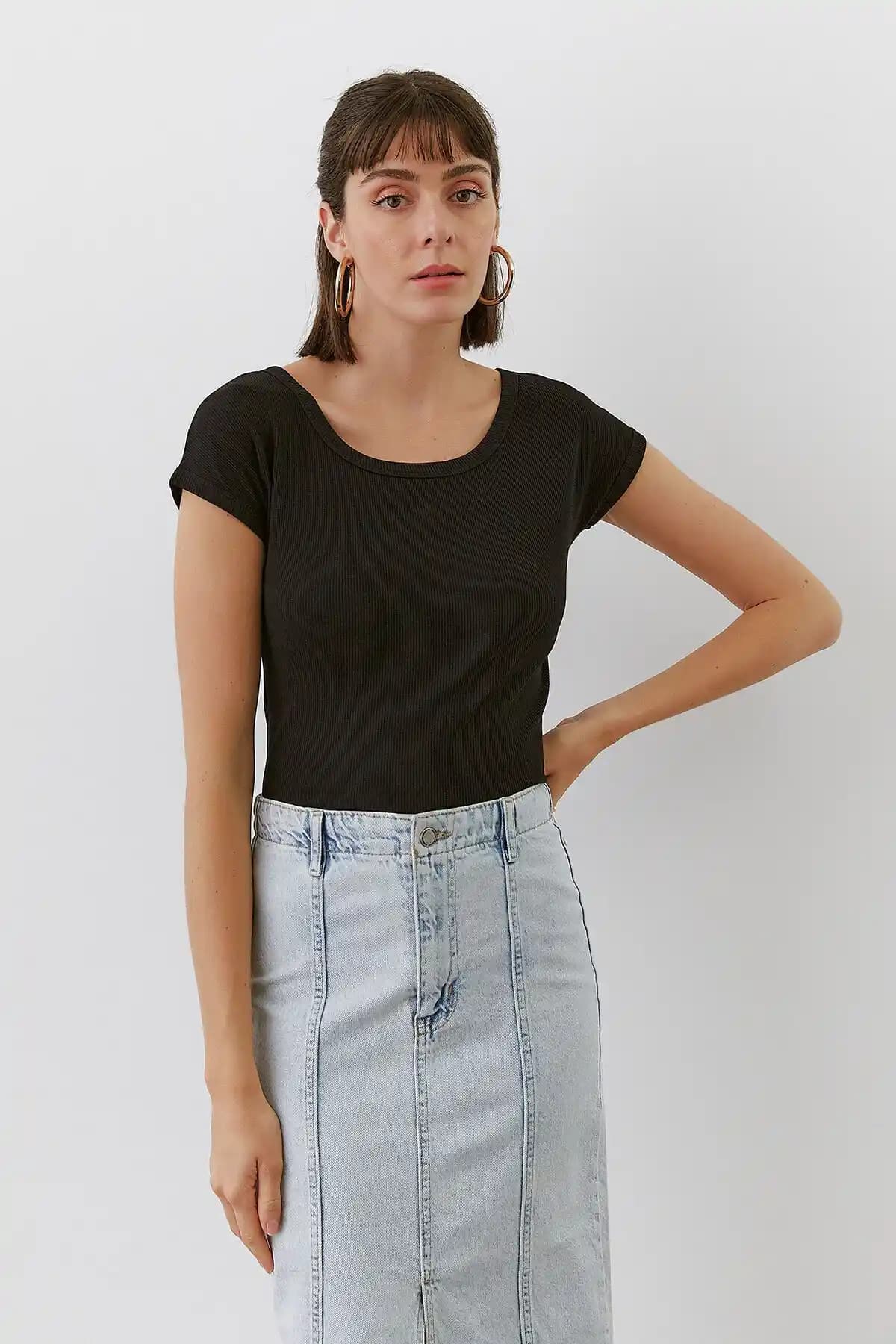 Urban Focus Düşük Kol Kaşkorse T-shirt Günlük ve Spor Kullanımı İçin Uygun