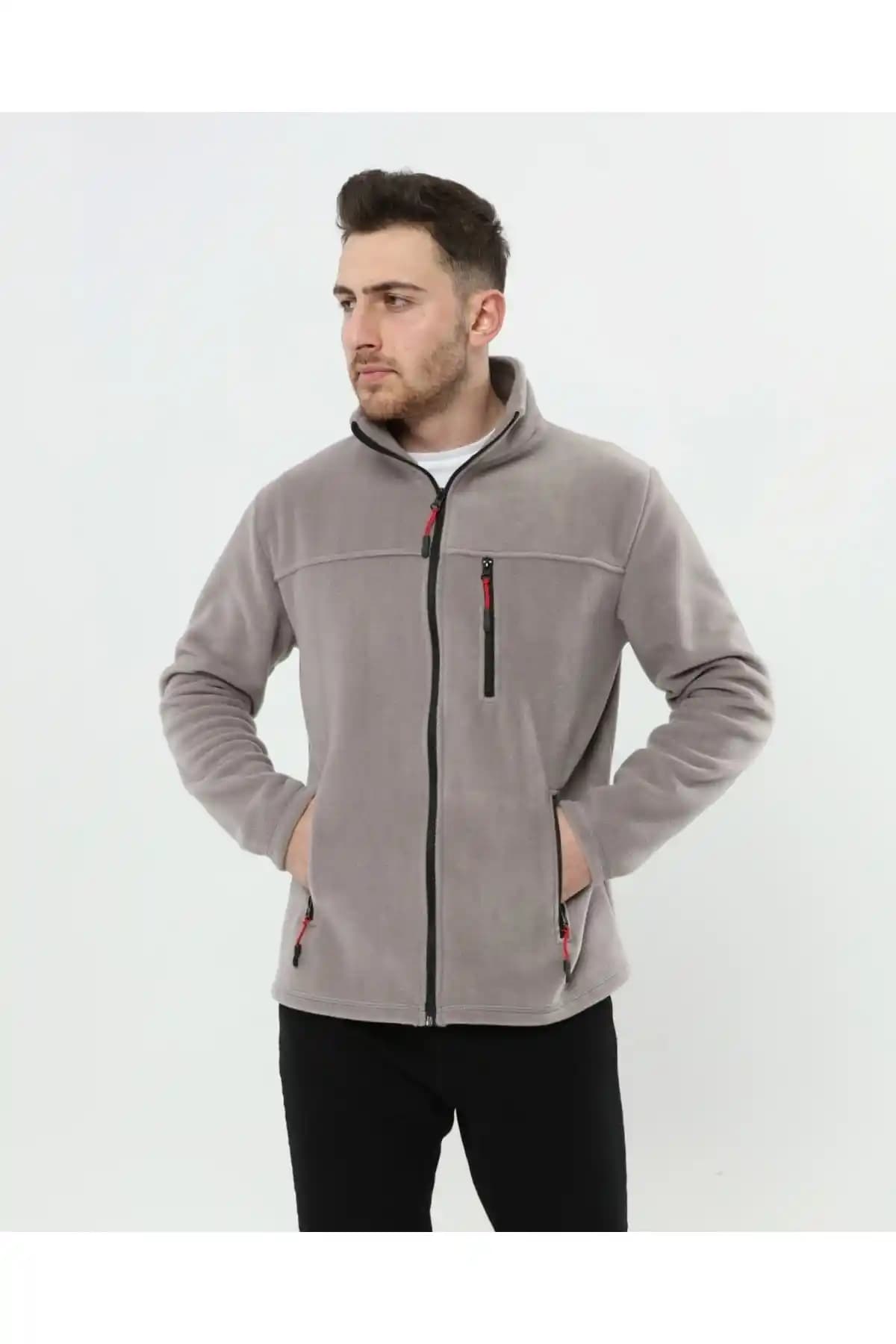 VEGA PORT Unisex Açık Gri Polar Ceket Hafif ve Şık Tasarımıyla Günlük ve Outdoor Kullanım İçin