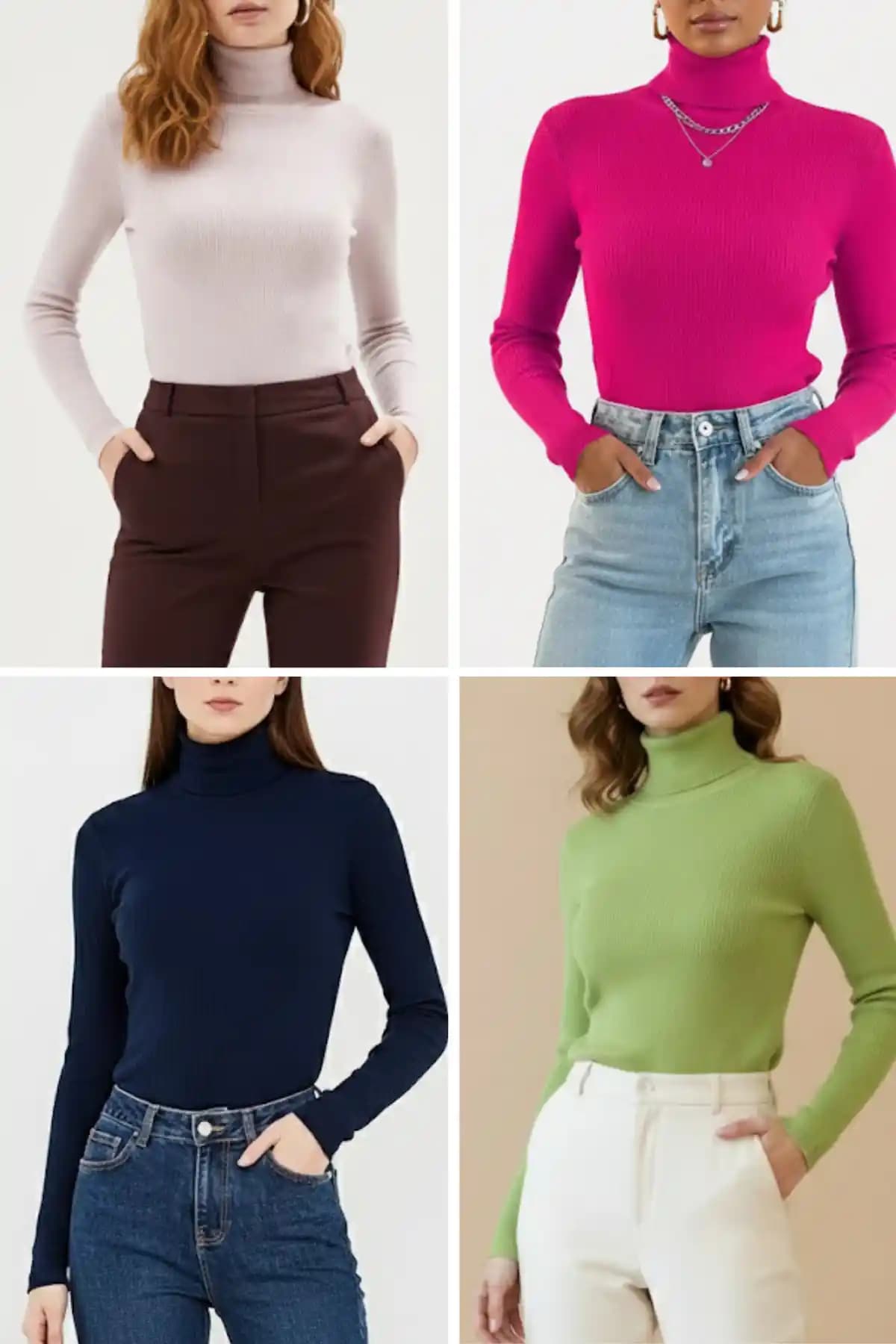 ZENCHES 4'lü Ekonomik Balıkçı Yaka Kazak Seti Kadınlar İçin Şık ve Konforlu Tasarım