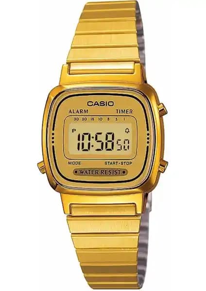 Casio Kadın LA670WGA-9DF Modeli Şık ve Fonksiyonel Altın Renkli Saat Özellikleri