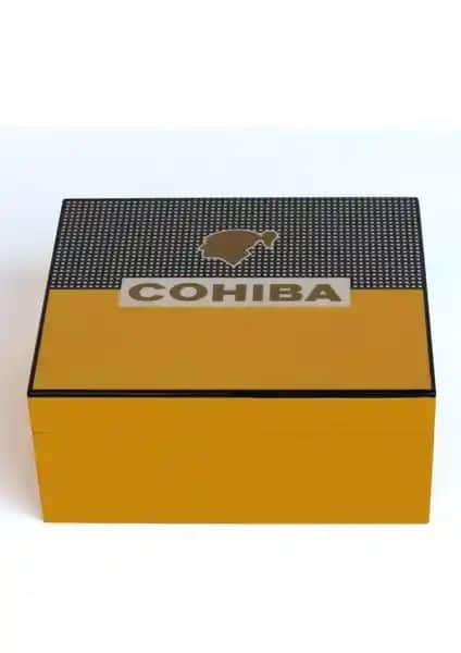 Cohiba Sarı-Gri Nokta Desenli Humidor Puro Kutusu: Estetik ve Fonksiyonel Saklama Çözümü