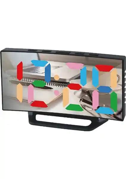 CoverZone 4 Haneli LED Aynalı Dijital Masa Saati Modern Tasarım ve Çok Fonksiyonlu Kullanım