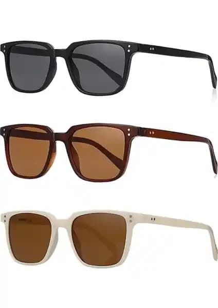 Kinary Unisex Güneş Gözlüğü 3'lü Fırsat Seti 2028 Modern Tasarım ve Sağlık Güvencesi