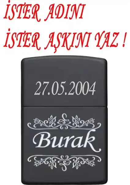 Kişiye Özel Lazer İsim Baskılı Metal Benzinli Çakmak - Dayanıklı ve Şık Tasarım