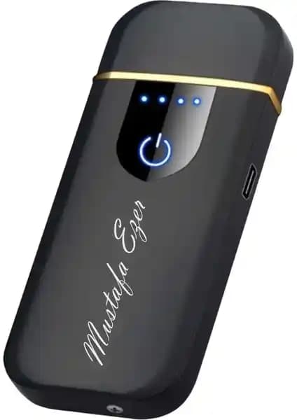 Sedef Silver Kişiye Özel Parmak İzi Dokunmatik USB Şarjlı Alevsiz Çakmak