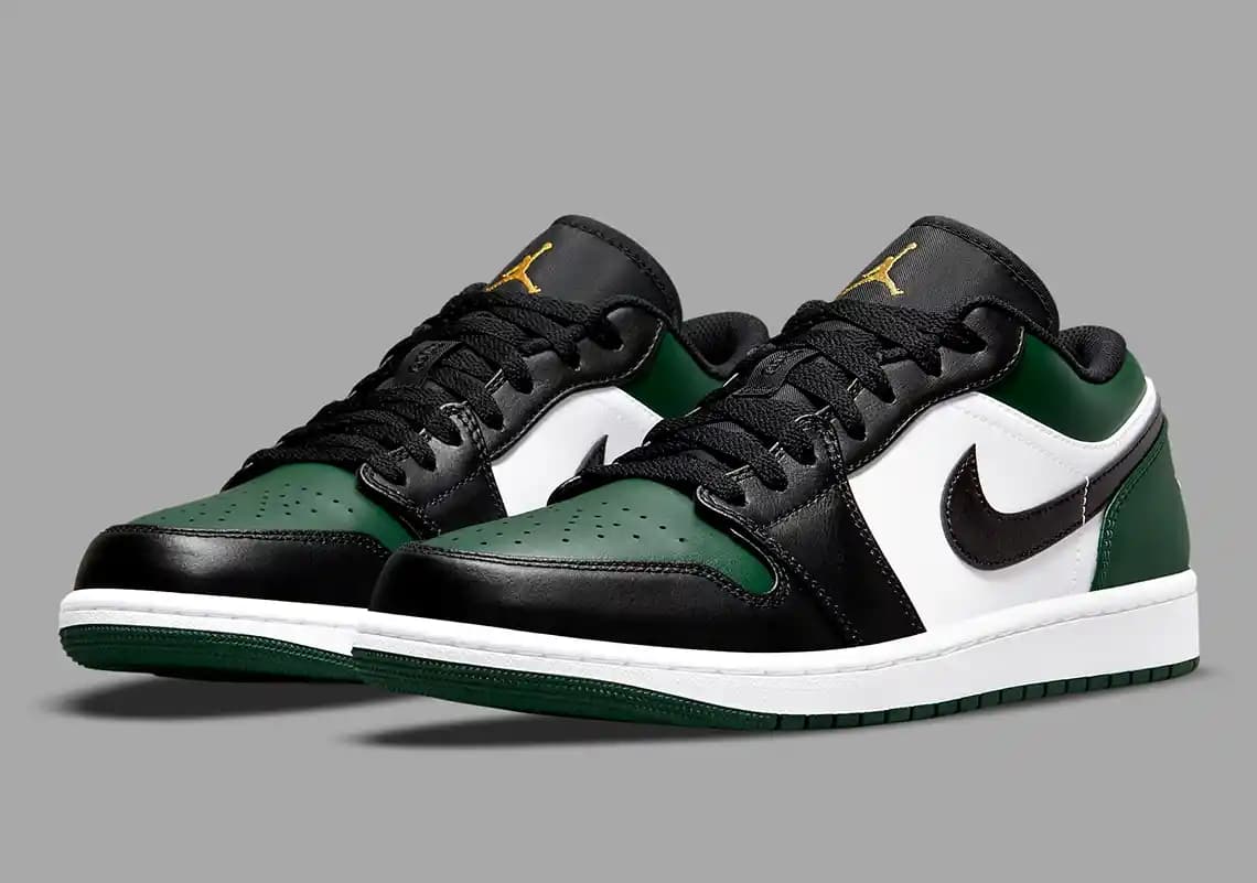 Jordan 1 Low Green Toe Spor ve Moda Tutkunları İçin Modern Tasarım ve Renk Uyumu