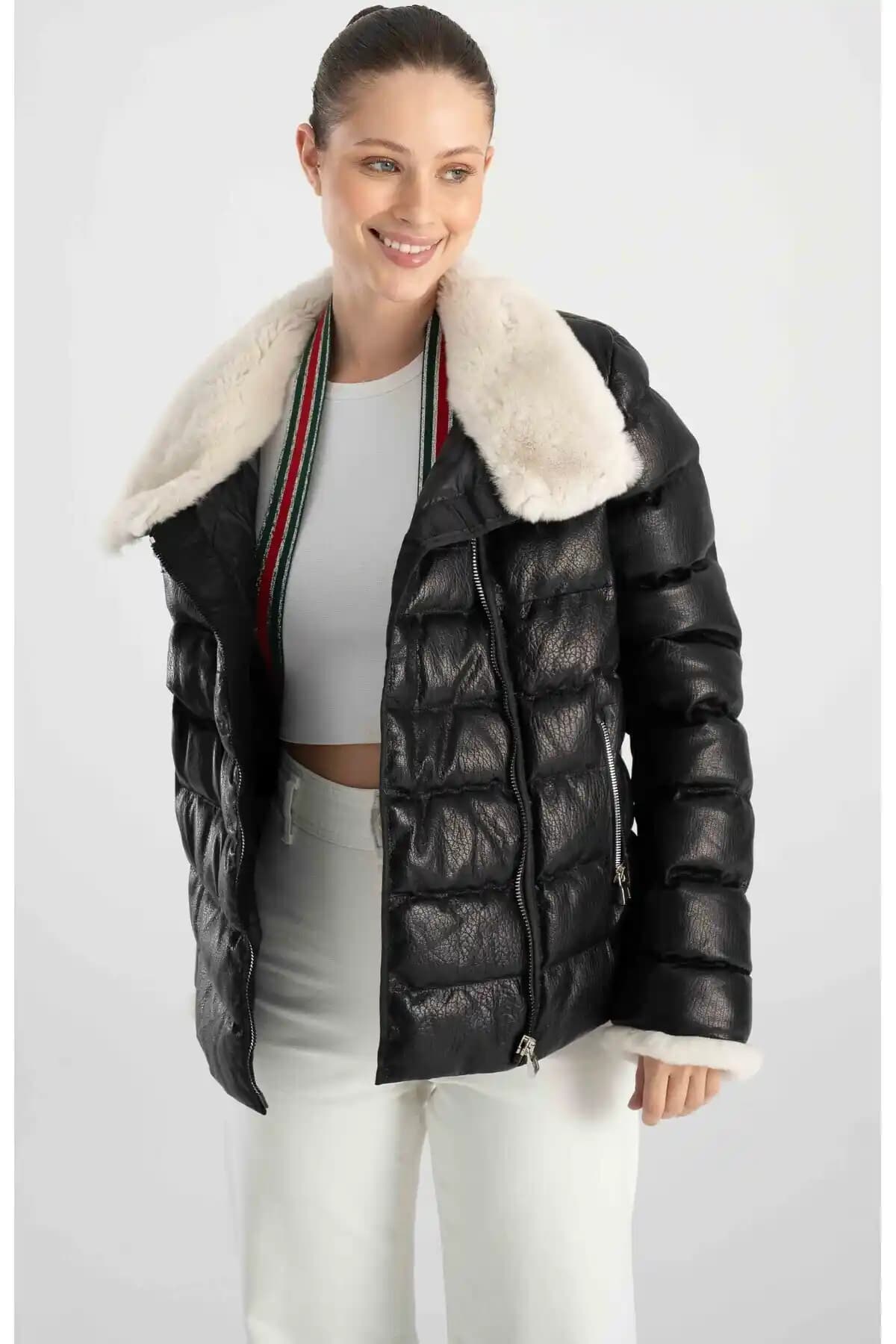 Kadın Deri Şişme Montlar Moda ve Fonksiyonelliğin Mükemmel Buluşması