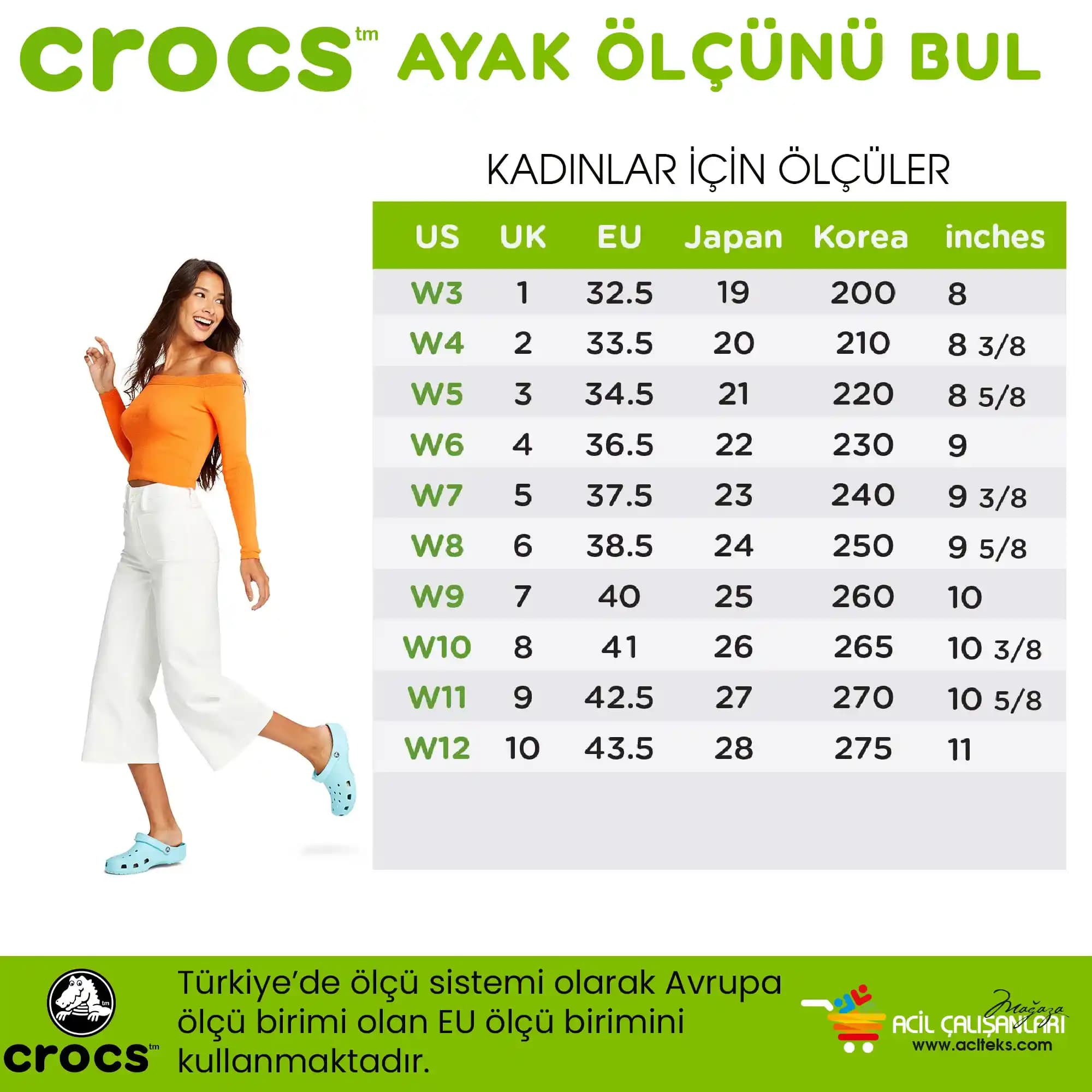 Kadınlar İçin Crocs Beden Tablosu ve Doğru Ayakkabı Seçimi Rehberi