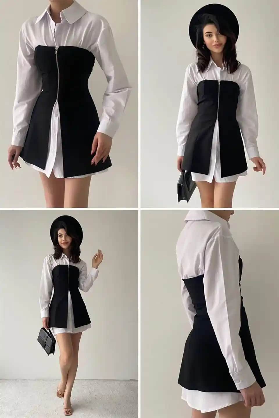 Siyah Elbise ve Beyaz Gömlek Kombinasyonu: Zamansız Şıklık ve Moda Trendleri