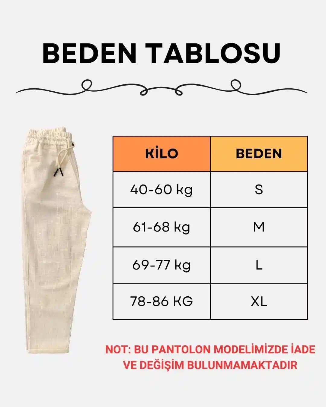 Slim Fit Pantolon Beden Tablosu ve Doğru Beden Seçimi Rehberi