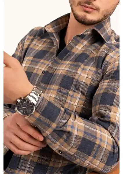 Etikmen Hardal Lacivert ve Sütlü Kahve Slimfit Oduncu Gömlekler Karşılaştırması