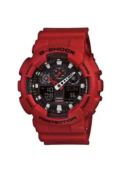 Casio GA-100B-4ADR Erkek Spor ve Günlük Kullanıma Uygun Kırmızı Kol Saati