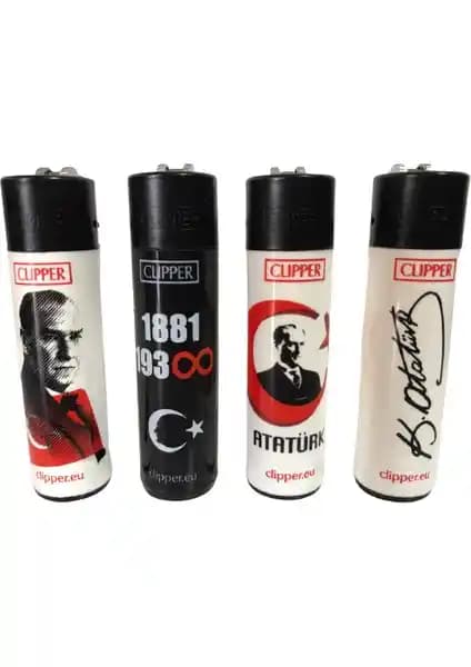 CLİPPER Pocket Çakmak Mustafa Kemal Atatürk Serisi 4'lü - Şık ve Pratik Koleksiyon Parçası