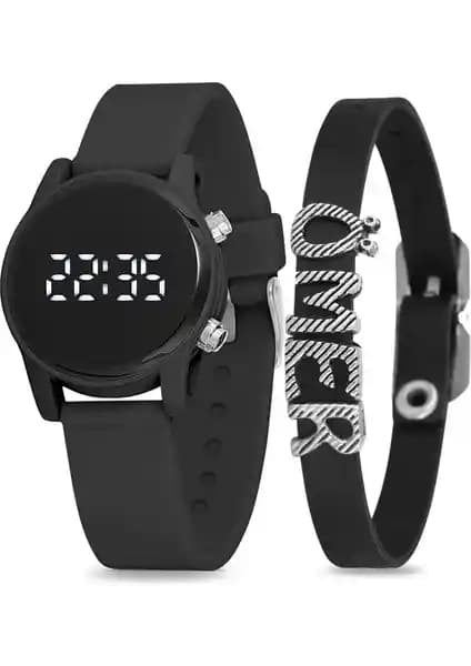 Çocuklar İçin Renkli ve Fonksiyonel İsme Özel LED Mor Kol Saati ve Bileklik