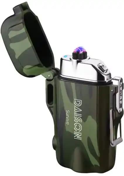 Daison Survive Komando Asker Yeşili Çift Ark USB Elektrikli Çakmak: Dayanıklı ve Çok Fonksiyonlu Kamp Ekipmanı