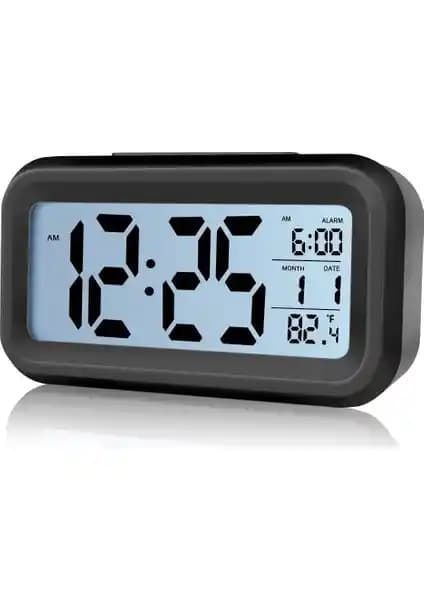Diwu Optik Siyah Masaüstü Saat Takvim Termometre Çok Fonksiyonlu Tasarım