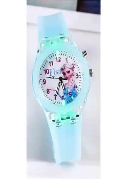 Elsa Karlar Ülkesi Temalı Renkli ve Işıklı Çocuk Kol Saati, Hediye İçin Uygun Öneri